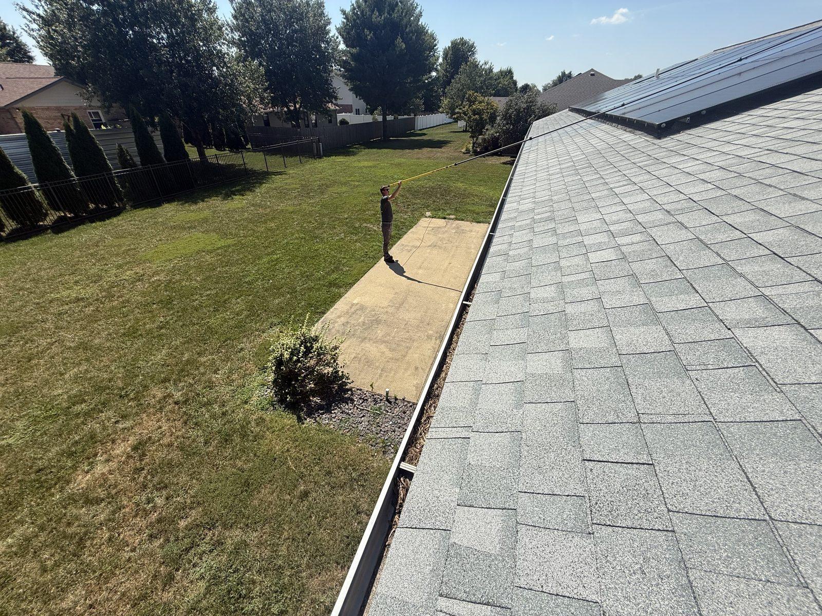 Solar panel cleaning — full roof array